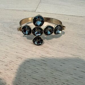 Gold-Tone Cross Bracelet with Smoky Gray Faceted Stones